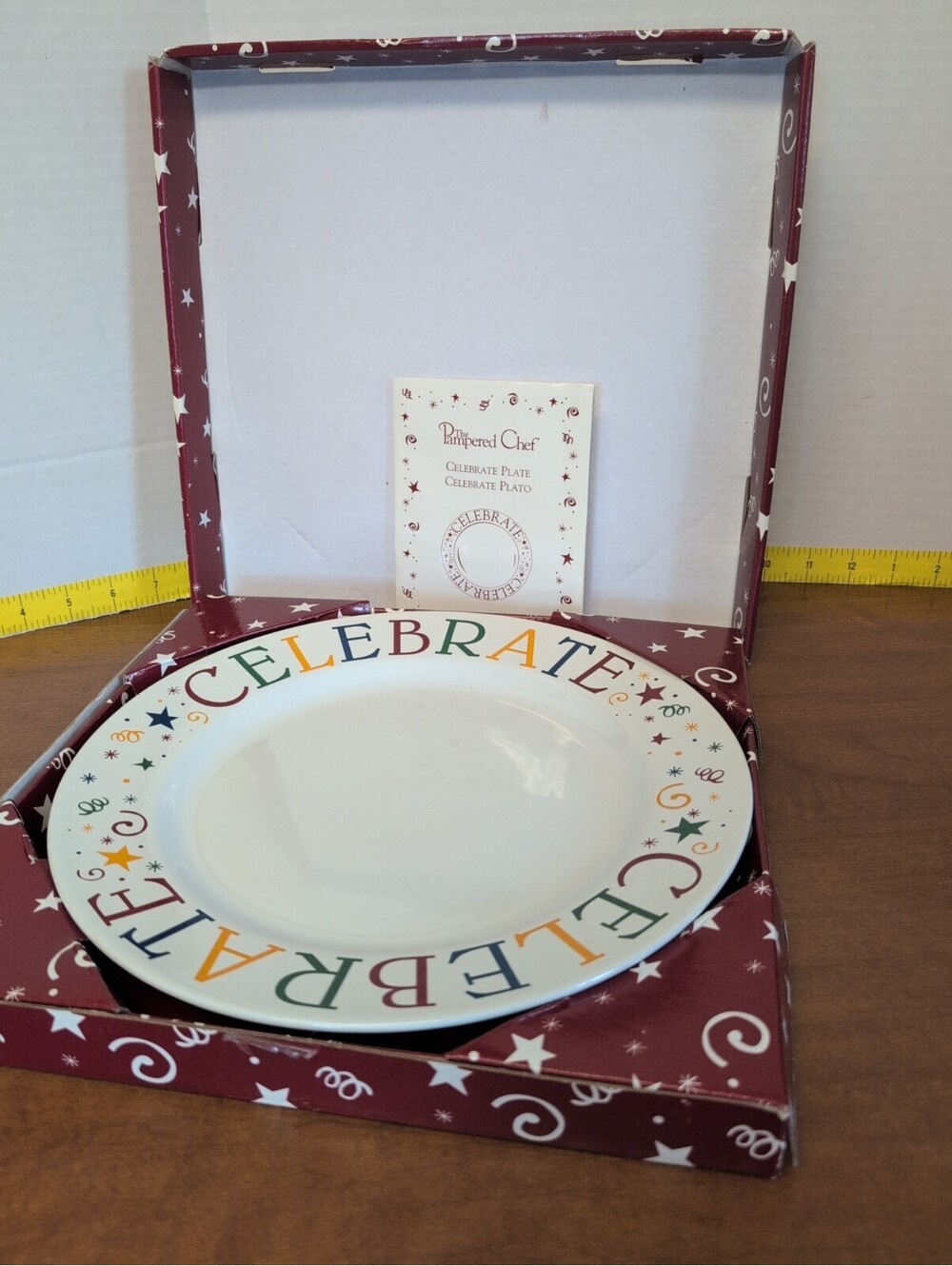 Pampered Chef Celebrate Pattern Ceramic Round Multicolor Dinner Plate